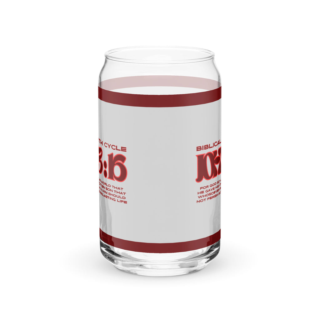 Biblical Truth Cycle - Can-Shaped Glass - John 3:16 (Silver and Maroon)