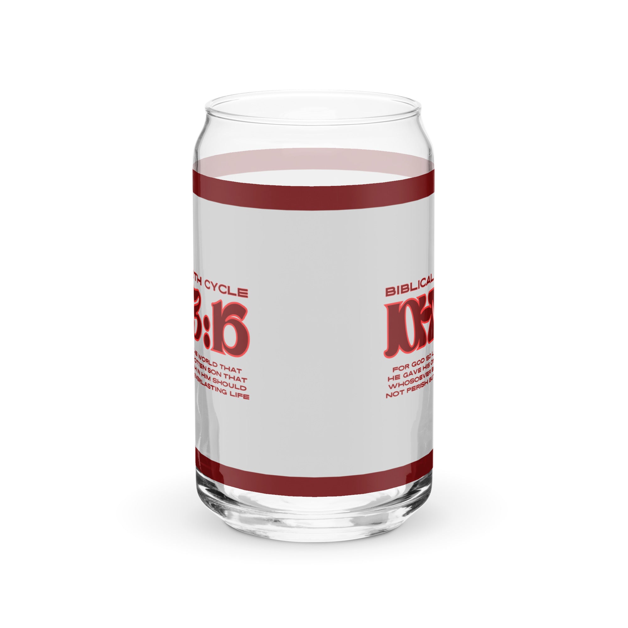 Biblical Truth Cycle - Can-Shaped Glass - John 3:16 (Silver and Maroon)