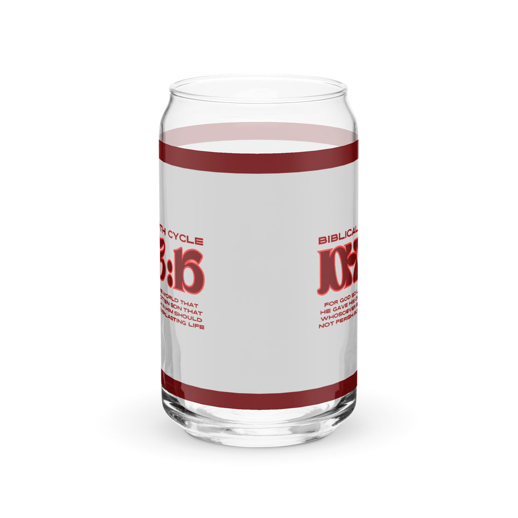 Biblical Truth Cycle - Can-Shaped Glass - John 3:16 (Silver and Maroon)