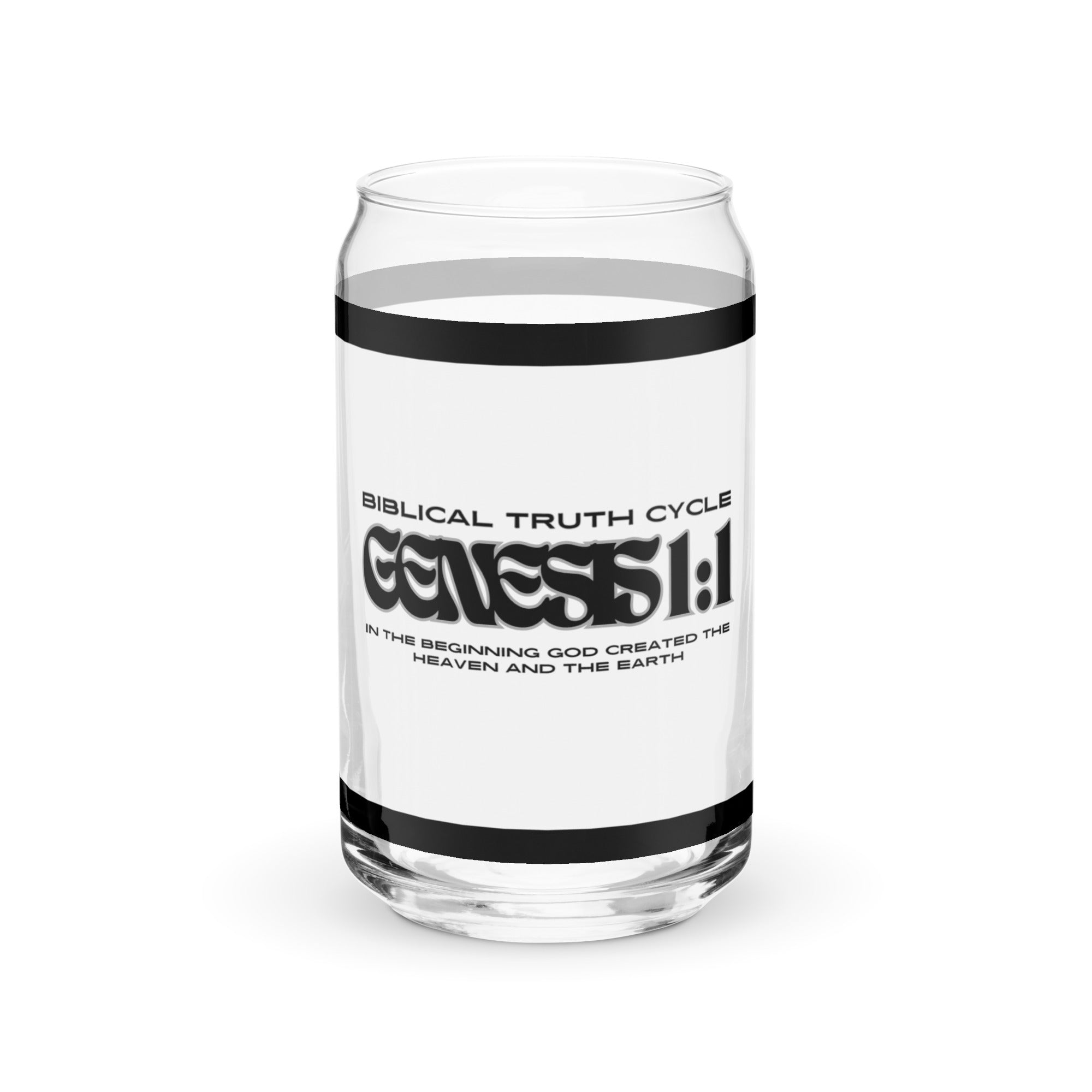 Biblical Truth Cycle - Can-Shaped Glass_Genesis 1:1 (Silver and Black)