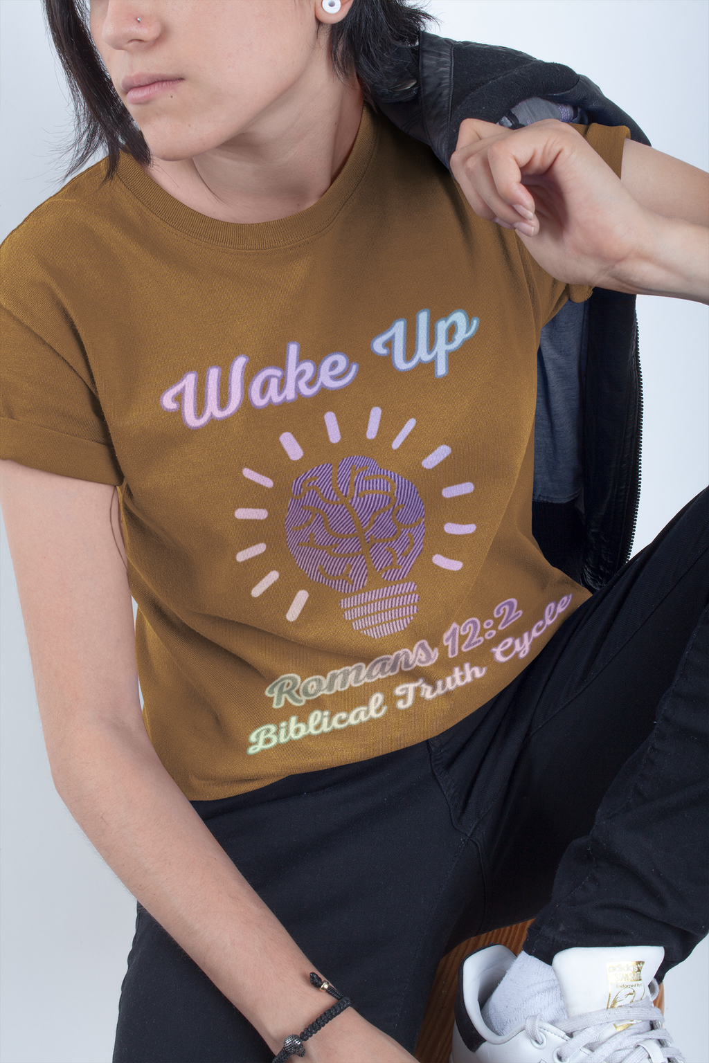 Biblical Truth Cycle - Ladies High Waisted T-Shirt (Wake Up)
