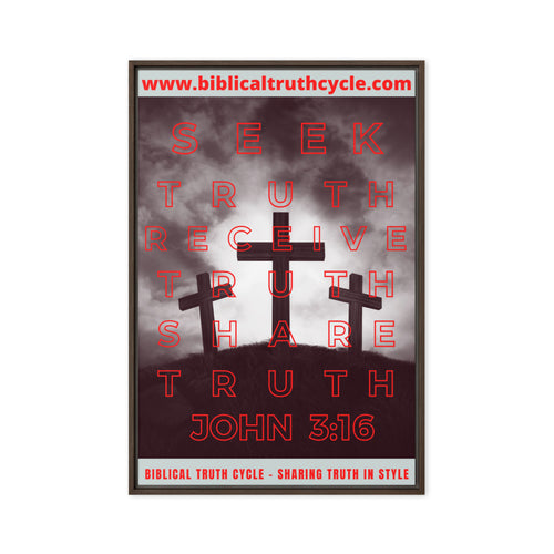 Biblical Truth Cycle - Framed Canvas (John 3:16_Calvary)