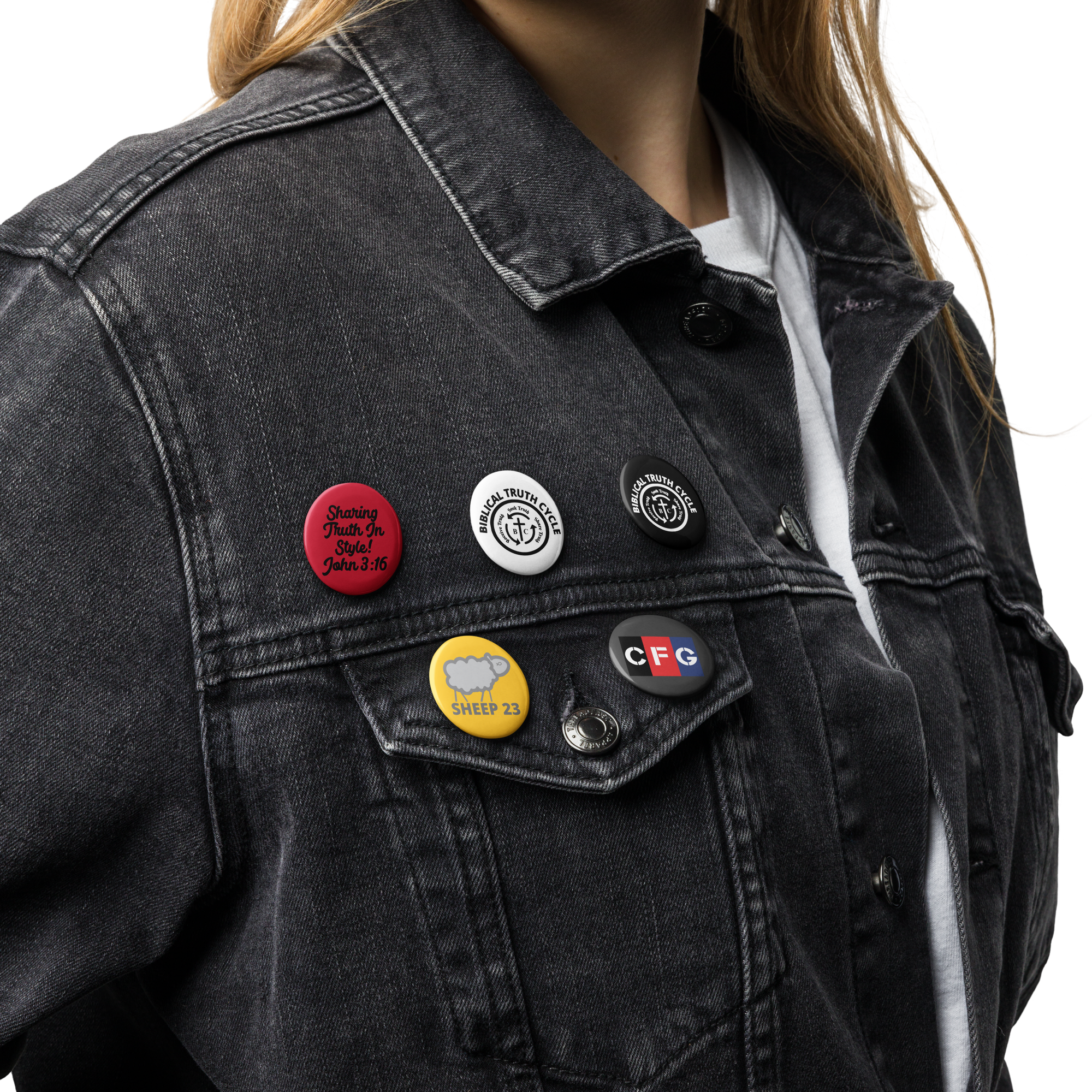 Biblical Truth Cycle - Set of Pin Buttons _ WAS $20.00 NOW ON SALE for