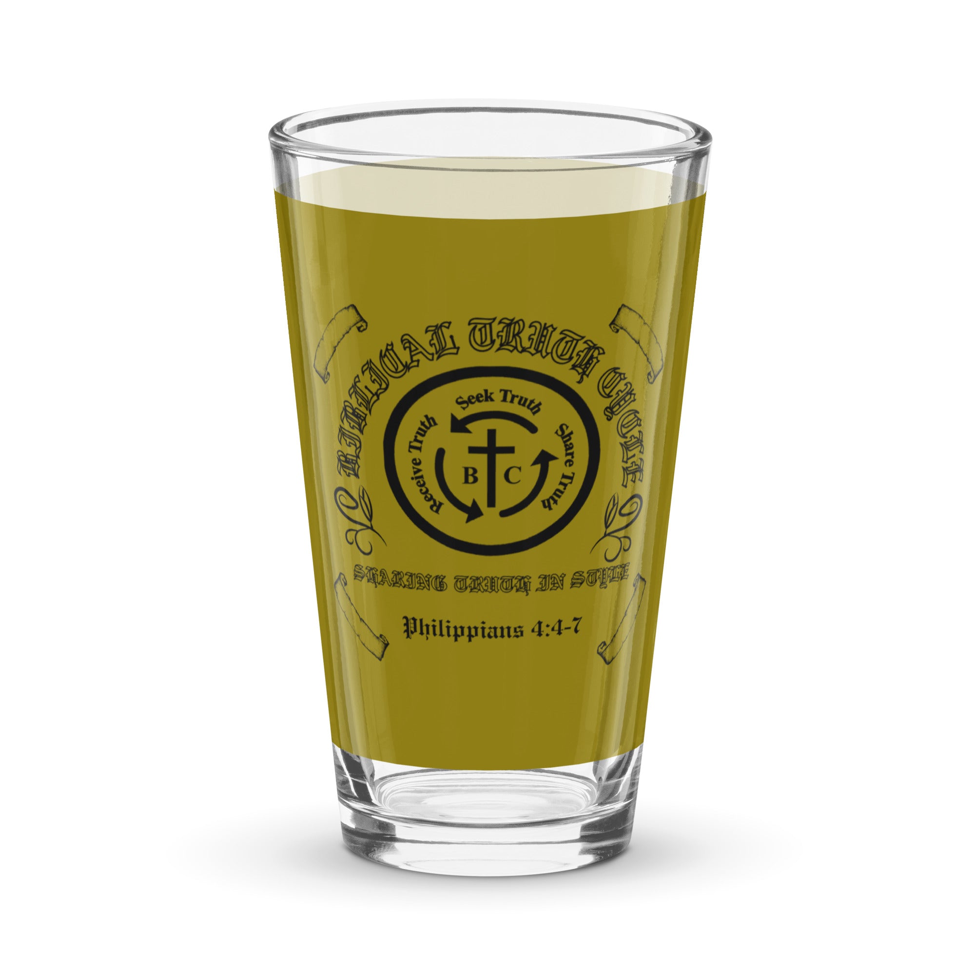 Biblical Truth Cycle - Shaker Pint Glass (Gold and Black)