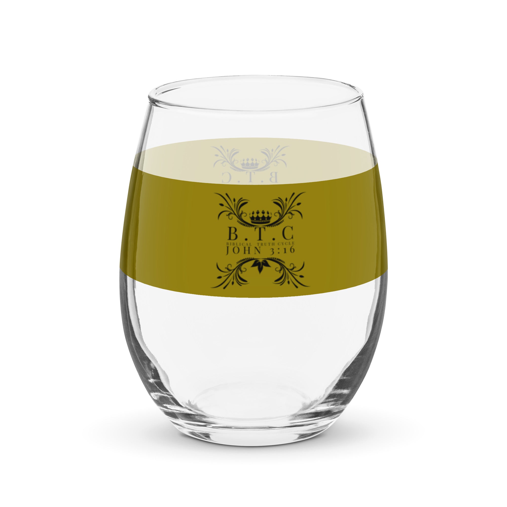 Biblical Truth Cycle - Stemless Wine Glass (Gold and Black)