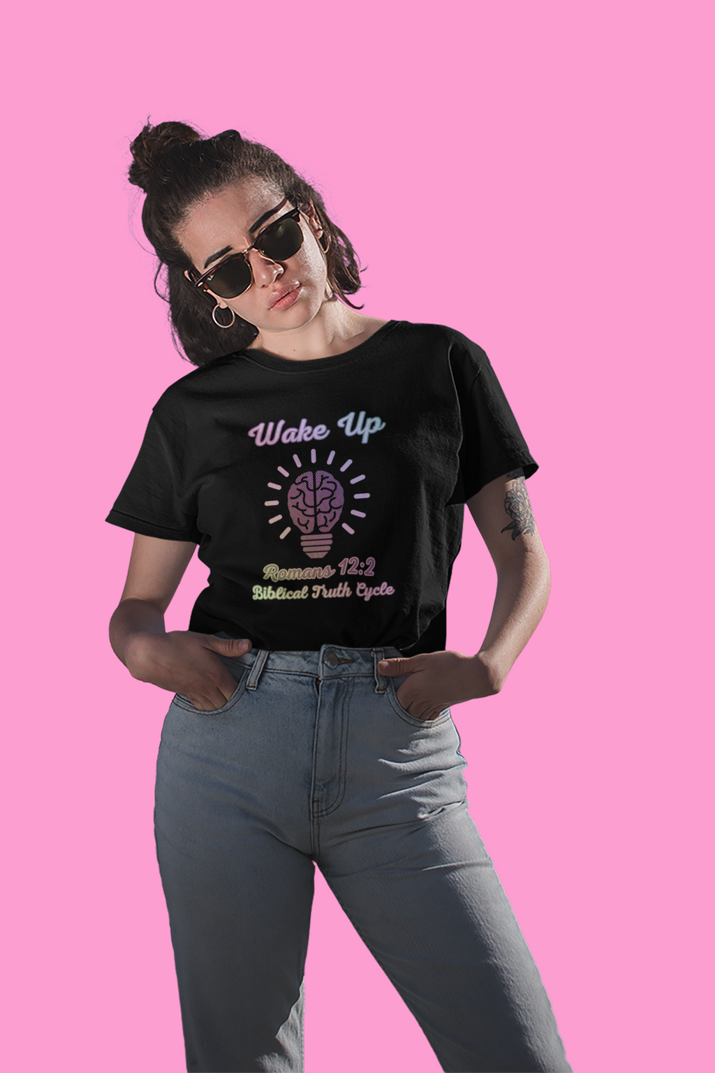 Biblical Truth Cycle - Ladies High Waisted T-Shirt (Wake Up)