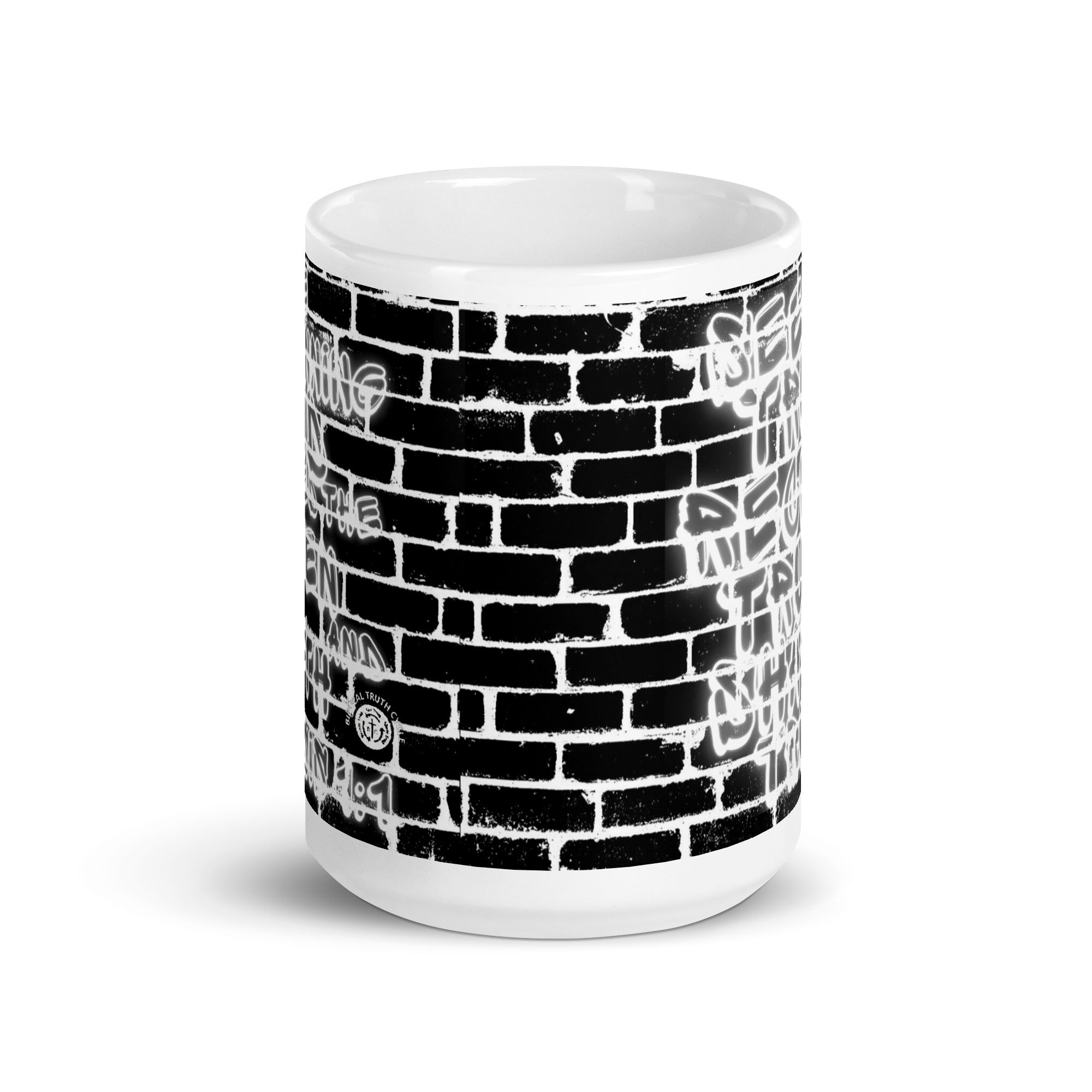 Biblical Truth Cycle - White Mug 15oz (Spray Paint - Genesis 1:1)