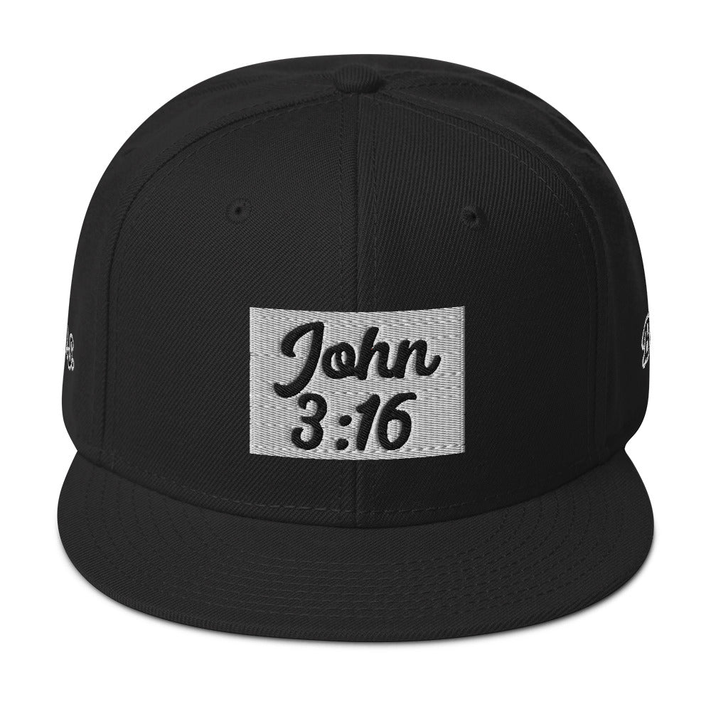 Biblical Truth Cycle - Snapback Hat (John 3:16 - Black Letters) _ Embroidered