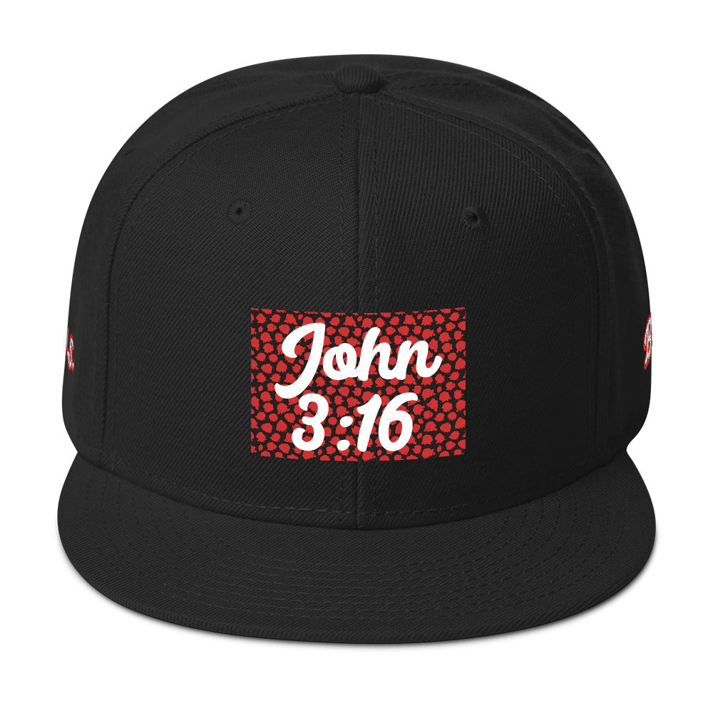 Biblical Truth Cycle - Snapback Hat (John 3:16 - White Letters) _ Embroidered