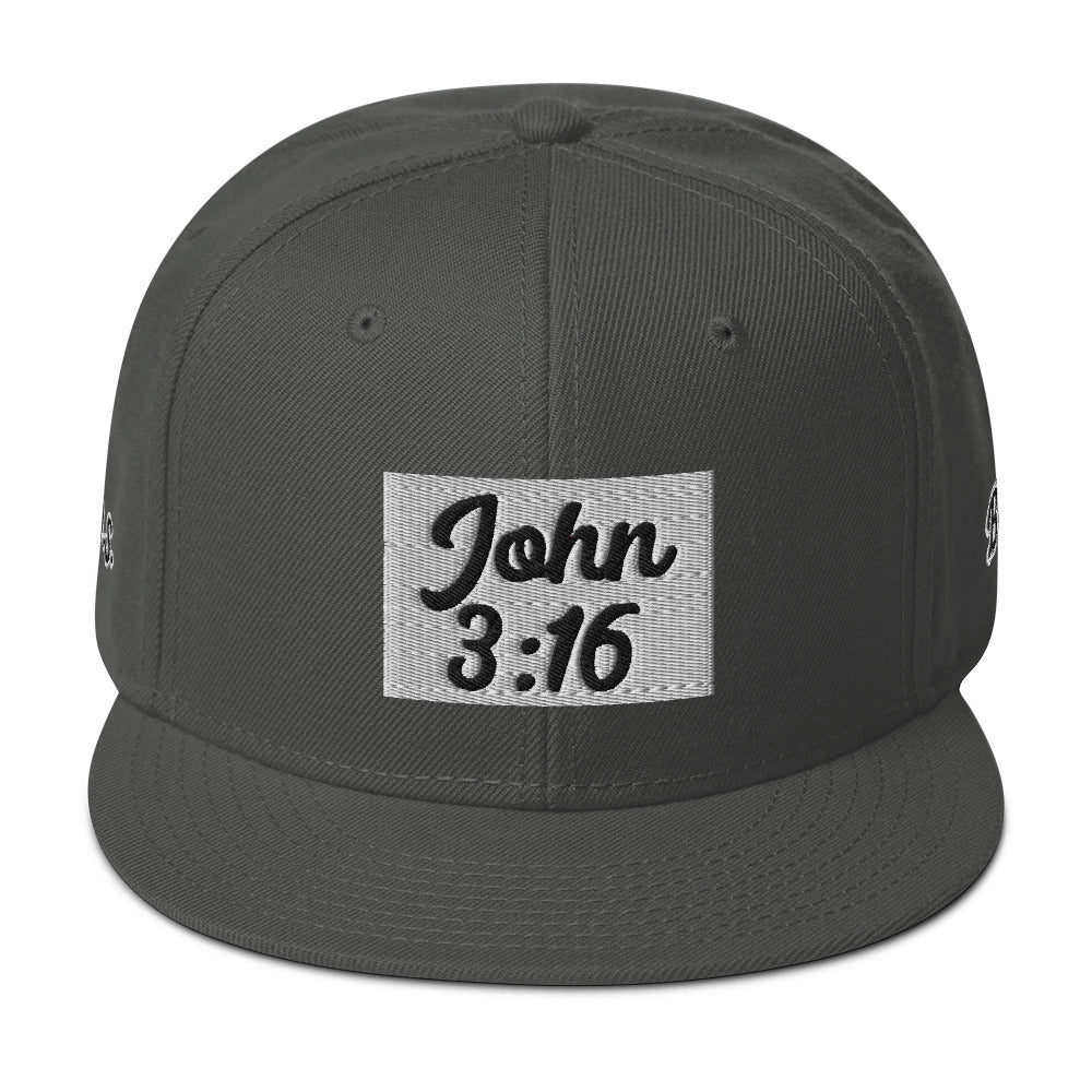 Biblical Truth Cycle - Snapback Hat (John 3:16 - Black Letters) _ Embroidered