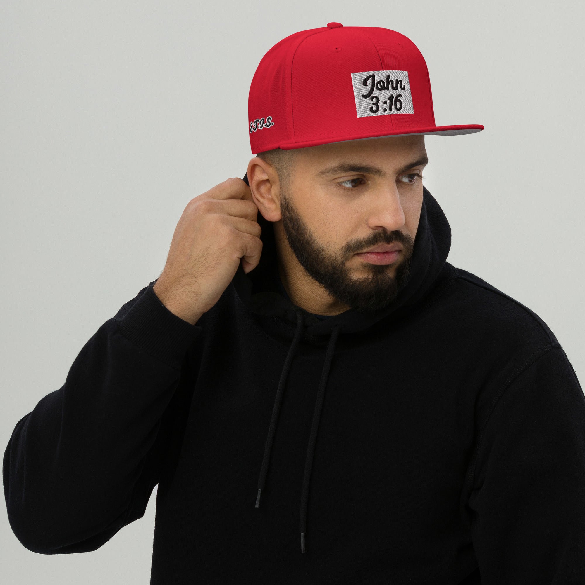 Biblical Truth Cycle - Snapback Hat (John 3:16 - Black Letters) _ Embroidered