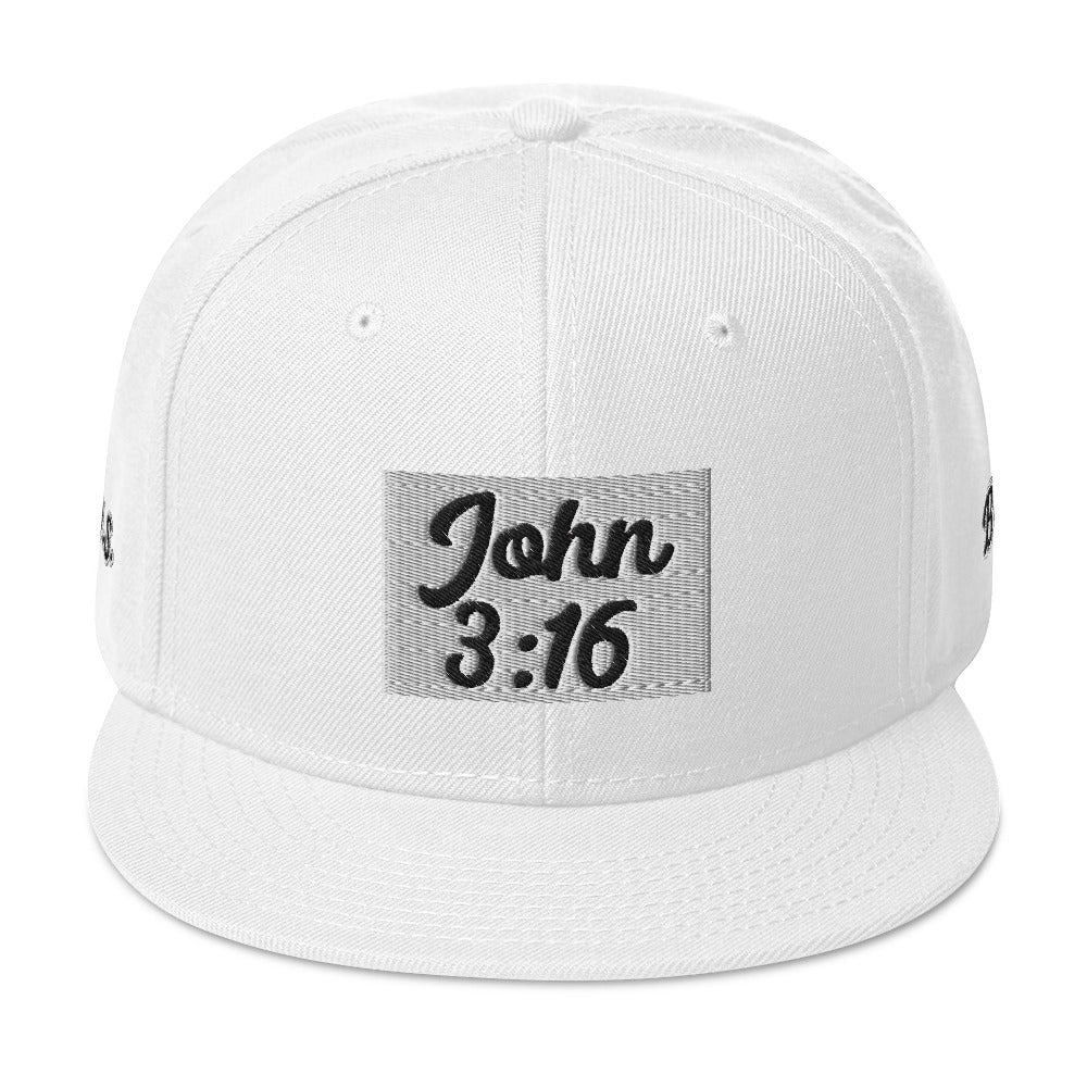 Biblical Truth Cycle - Snapback Hat (John 3:16 - Black Letters) _ Embroidered